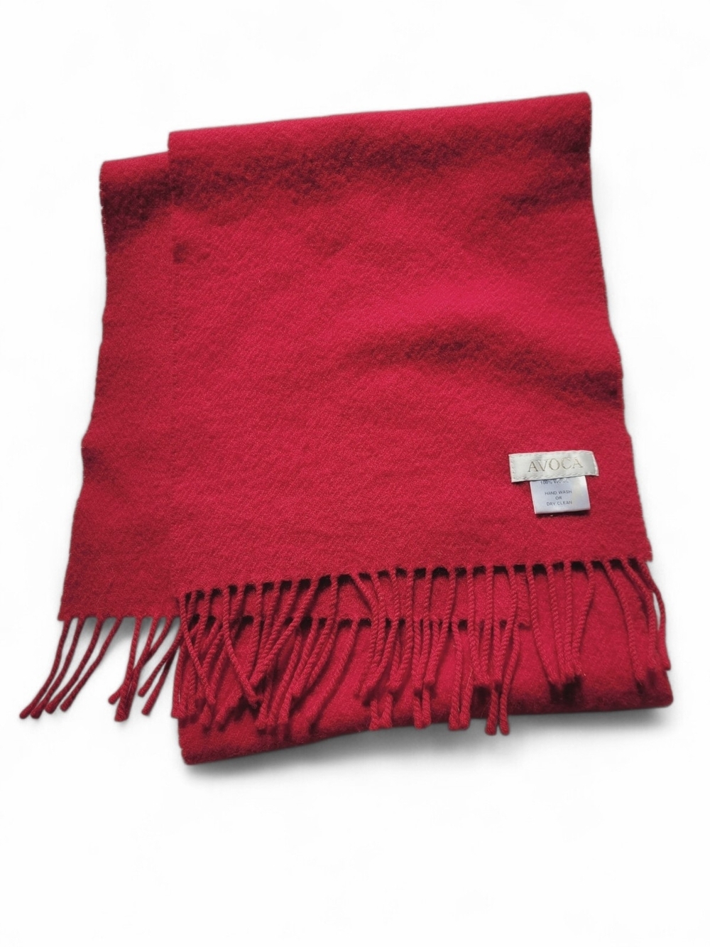 Vintage Avoca Red Wool Fringe Scarf